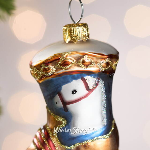 Елочная игрушка Сапожок Принца Ричарда 8 см синий, стекло Winter Deco