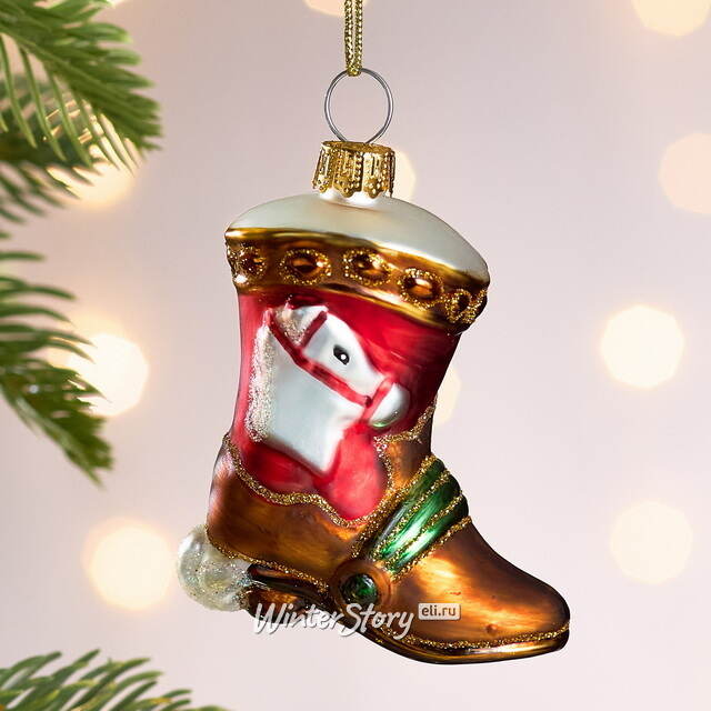 Елочная игрушка Сапожок Принца Ричарда 8 см красный, стекло Winter Deco