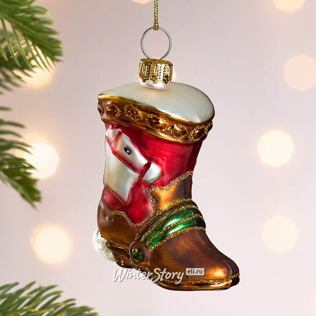 Елочная игрушка Сапожок Принца Ричарда 8 см красный, стекло Winter Deco