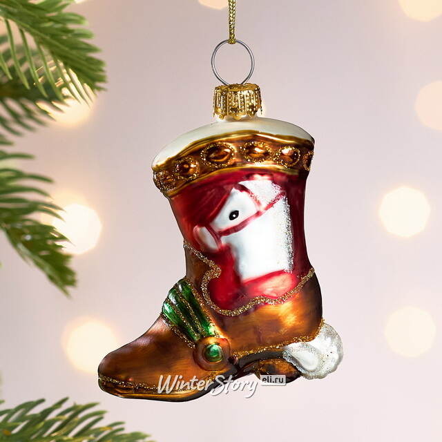 Елочная игрушка Сапожок Принца Ричарда 8 см красный, стекло Winter Deco