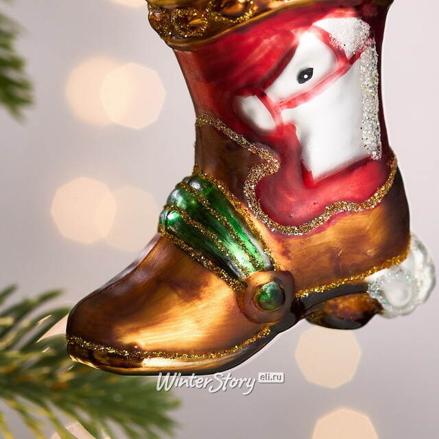 Елочная игрушка Сапожок Принца Ричарда 8 см красный, стекло Winter Deco
