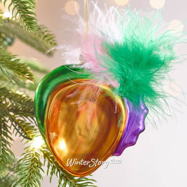 Елочная игрушка Маска Картмель 10 см фиолетовая, стекло Winter Deco