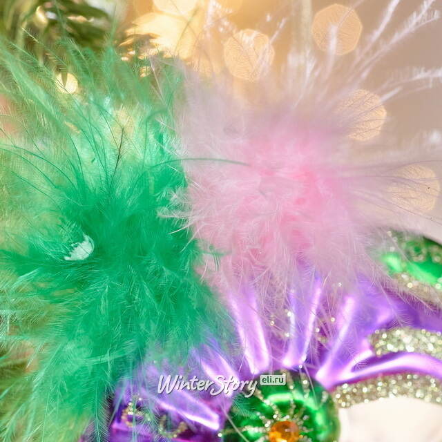 Елочная игрушка Маска Картмель 10 см фиолетовая, стекло Winter Deco