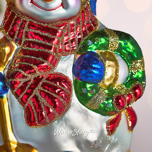 Елочная игрушка Снеговик Лоуэрс с лопаткой 15 см, стекло Winter Deco