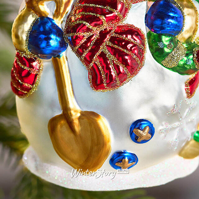 Елочная игрушка Снеговик Лоуэрс с лопаткой 15 см, стекло Winter Deco