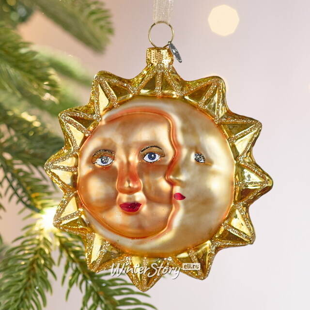 Елочная игрушка Солнце и Луна - Небесные Светила 10 см в подарочной коробке, стекло Winter Deco
