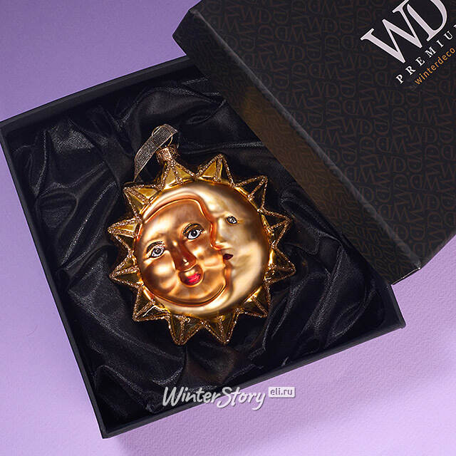 Елочная игрушка Солнце и Луна - Небесные Светила 10 см в подарочной коробке, стекло Winter Deco