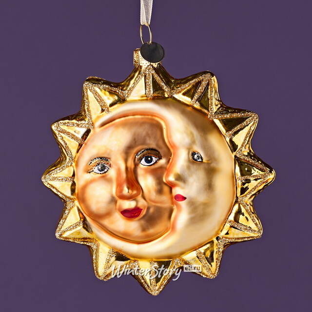 Елочная игрушка Солнце и Луна - Небесные Светила 10 см в подарочной коробке, стекло Winter Deco