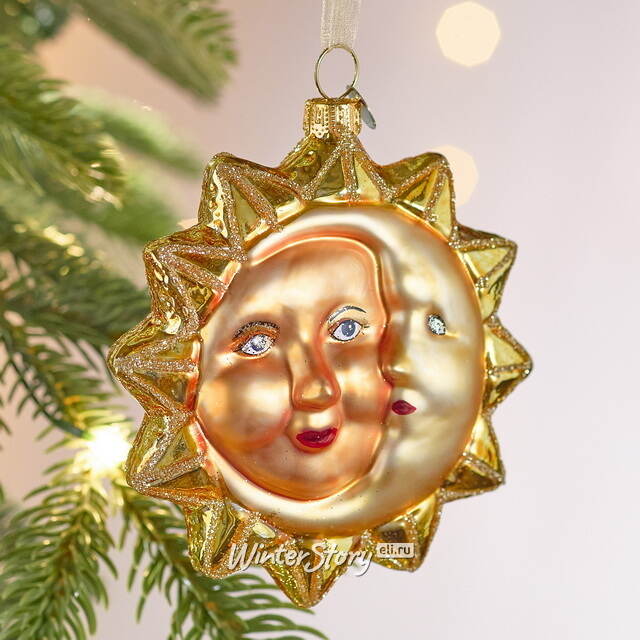 Елочная игрушка Солнце и Луна - Небесные Светила 10 см в подарочной коробке, стекло Winter Deco