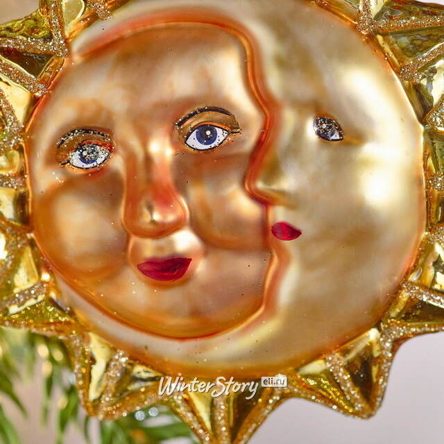 Елочная игрушка Солнце и Луна - Небесные Светила 10 см в подарочной коробке, стекло Winter Deco