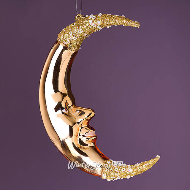 Елочная игрушка Месяц Markington 14 см в подарочной коробке, стекло Winter Deco