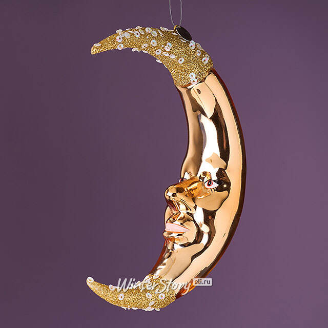 Елочная игрушка Месяц Markington 14 см в подарочной коробке, стекло Winter Deco