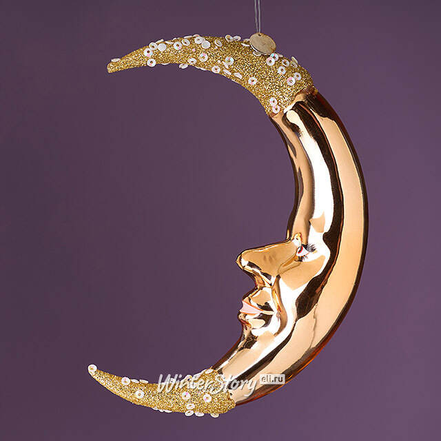 Елочная игрушка Месяц Markington 14 см в подарочной коробке, стекло Winter Deco