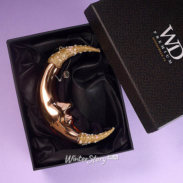 Елочная игрушка Месяц Markington 14 см в подарочной коробке, стекло Winter Deco