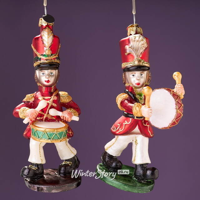 Елочные игрушки Гвардейцы - Барабанщики из Элдории 13 см, 2 шт, стекло Winter Deco
