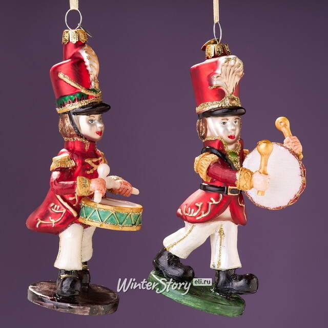 Елочные игрушки Гвардейцы - Барабанщики из Элдории 13 см, 2 шт, стекло Winter Deco