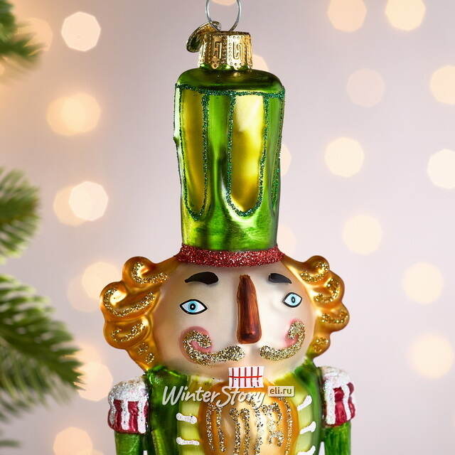 Елочная игрушка Щелкунчик из королевства Эбонлунд 21 см зеленый, стекло Winter Deco