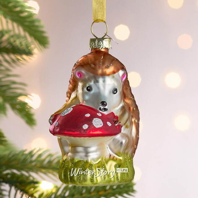 Елочная игрушка Белка Дарни с грибочком 11 см, стекло Winter Deco