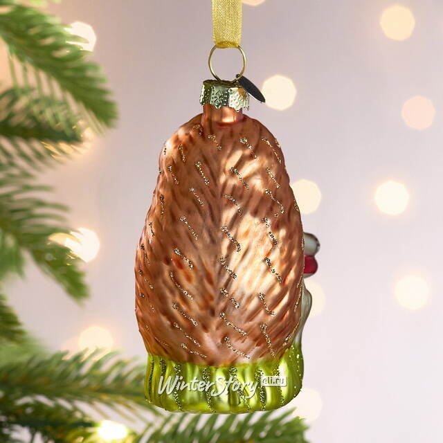 Елочная игрушка Белка Дарни с грибочком 11 см, стекло Winter Deco