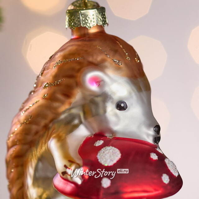 Елочная игрушка Белка Дарни с грибочком 11 см, стекло Winter Deco