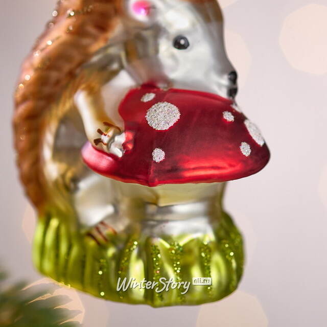 Елочная игрушка Белка Дарни с грибочком 11 см, стекло Winter Deco