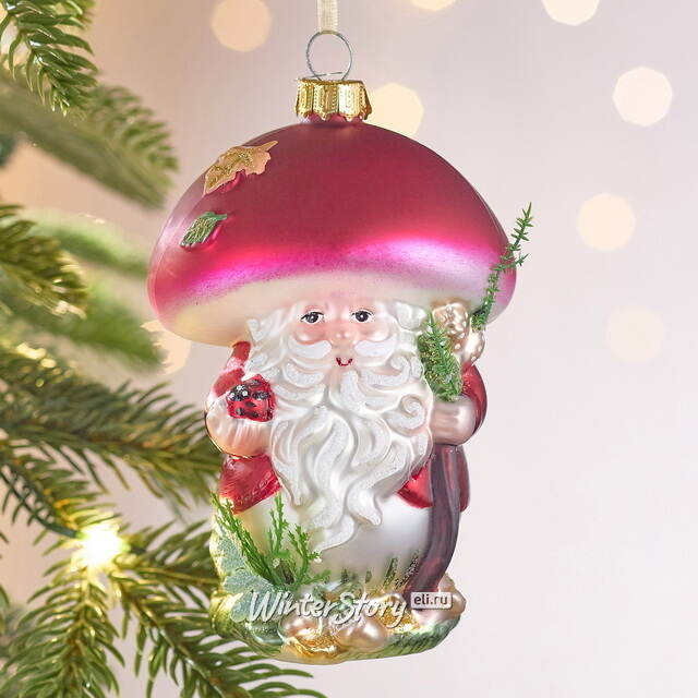 Елочная игрушка Гриб - Волшебник из леса Донмур 12 см в подарочной коробке, стекло Winter Deco