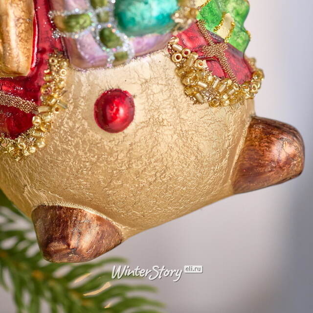 Елочная игрушка Снеговик Харри с мишкой 13 см, стекло Winter Deco