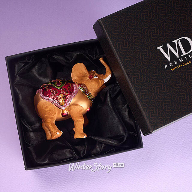 Елочная игрушка Слон Стэнли цирковой 11 см в подарочной коробке, стекло Winter Deco