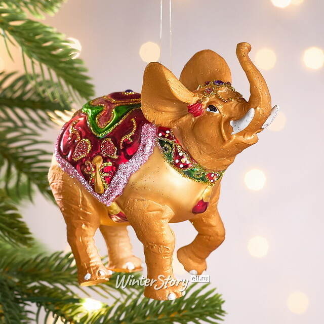 Елочная игрушка Слон Стэнли цирковой 11 см в подарочной коробке, стекло Winter Deco