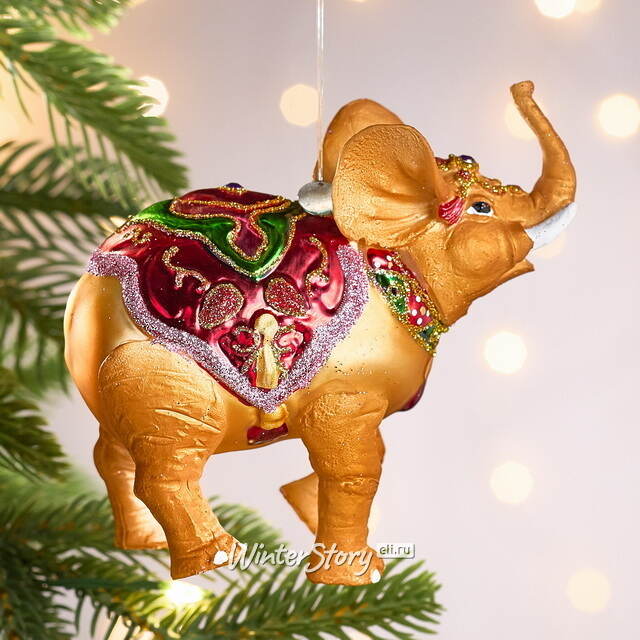Елочная игрушка Слон Стэнли цирковой 11 см в подарочной коробке, стекло Winter Deco