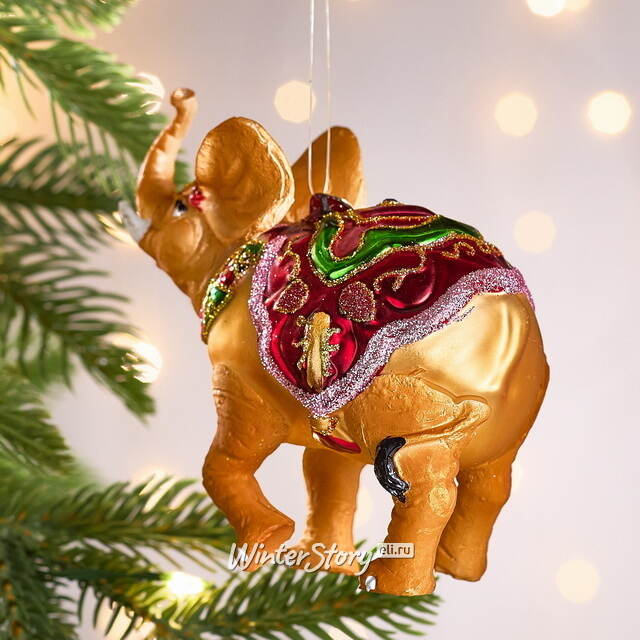 Елочная игрушка Слон Стэнли цирковой 11 см в подарочной коробке, стекло Winter Deco