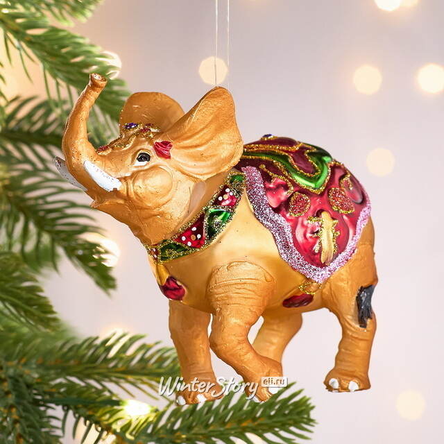Елочная игрушка Слон Стэнли цирковой 11 см в подарочной коробке, стекло Winter Deco