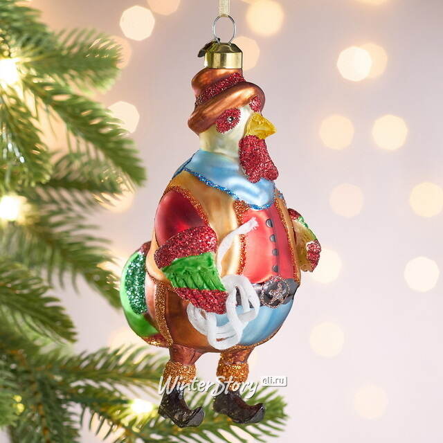 Елочная игрушка Петух Теодор - Sheringham 13 см, стекло Winter Deco
