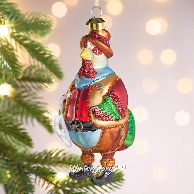 Елочная игрушка Петух Теодор - Sheringham 13 см, стекло Winter Deco