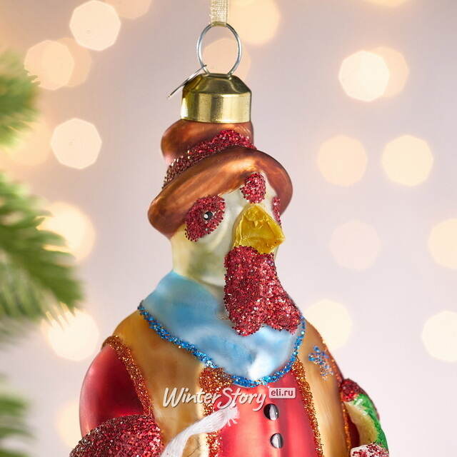 Елочная игрушка Петух Теодор - Sheringham 13 см, стекло Winter Deco