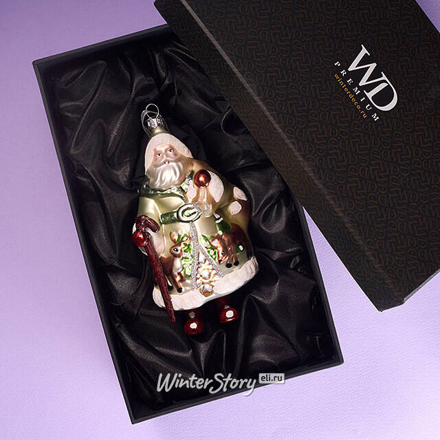 Елочная игрушка Дед Мороз в праздничном кафтане 15 см в подарочной коробке, стекло Winter Deco