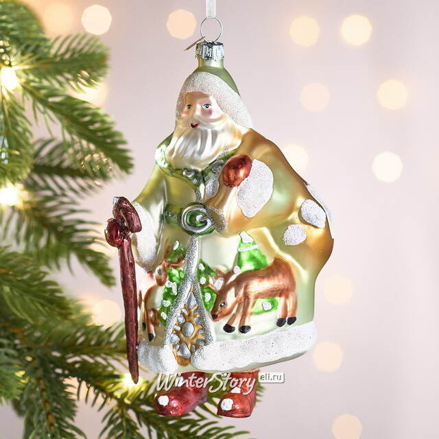 Елочная игрушка Дед Мороз в праздничном кафтане 15 см в подарочной коробке, стекло Winter Deco