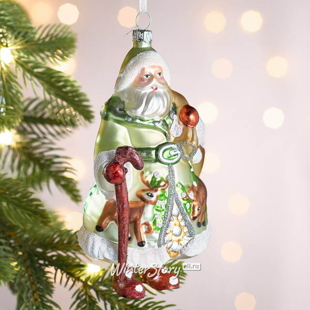 Елочная игрушка Дед Мороз в праздничном кафтане 15 см в подарочной коробке, стекло Winter Deco