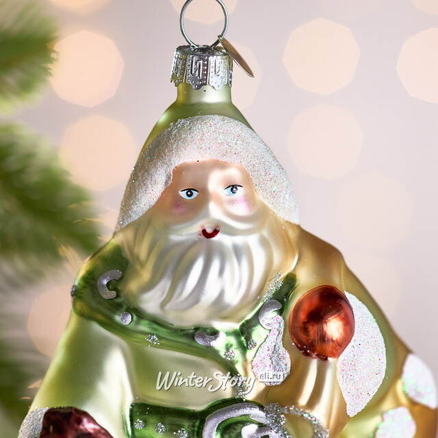 Елочная игрушка Дед Мороз в праздничном кафтане 15 см в подарочной коробке, стекло Winter Deco