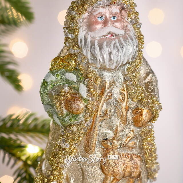 Елочная игрушка Дед Мороз в золотом кафтане 15 см, стекло Winter Deco