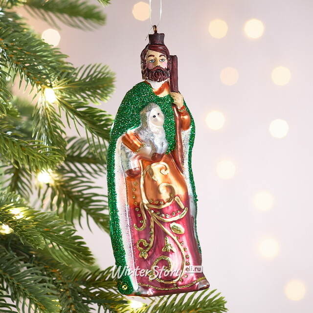 Елочная игрушка Волхв Мельхиор с ягненком 16 см, стекло Winter Deco