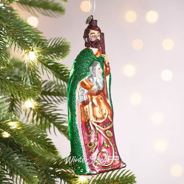 Елочная игрушка Волхв Мельхиор с ягненком 16 см, стекло Winter Deco