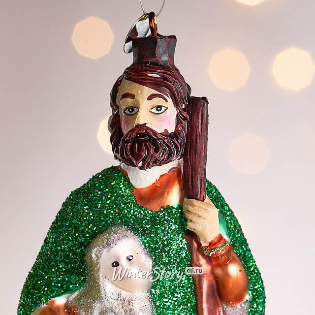 Елочная игрушка Волхв Мельхиор с ягненком 16 см, стекло Winter Deco