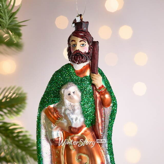 Елочная игрушка Волхв Мельхиор с ягненком 16 см, стекло Winter Deco