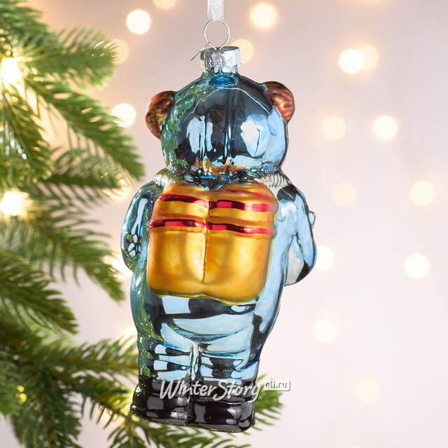 Елочная игрушка Медведь Майкл в костюме космонавта 14 см, стекло Winter Deco