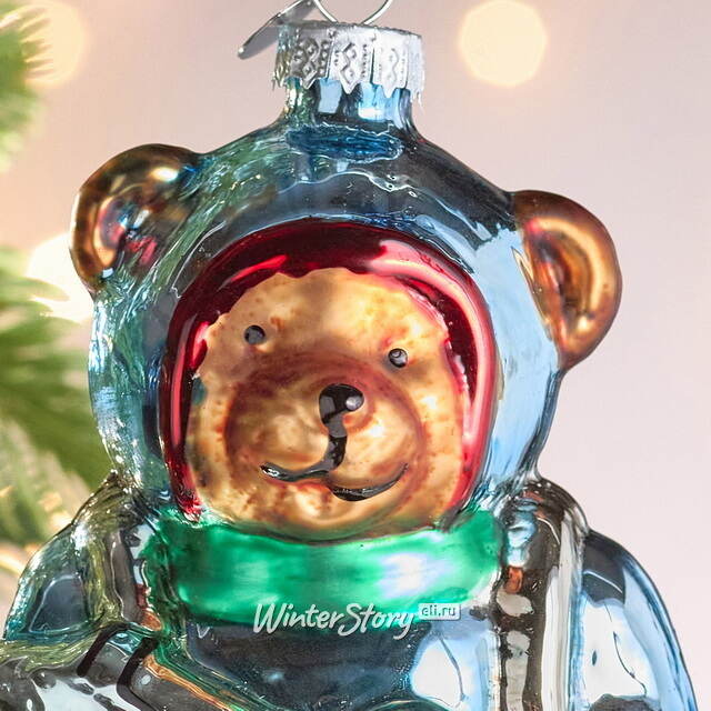 Елочная игрушка Медведь Майкл в костюме космонавта 14 см, стекло Winter Deco