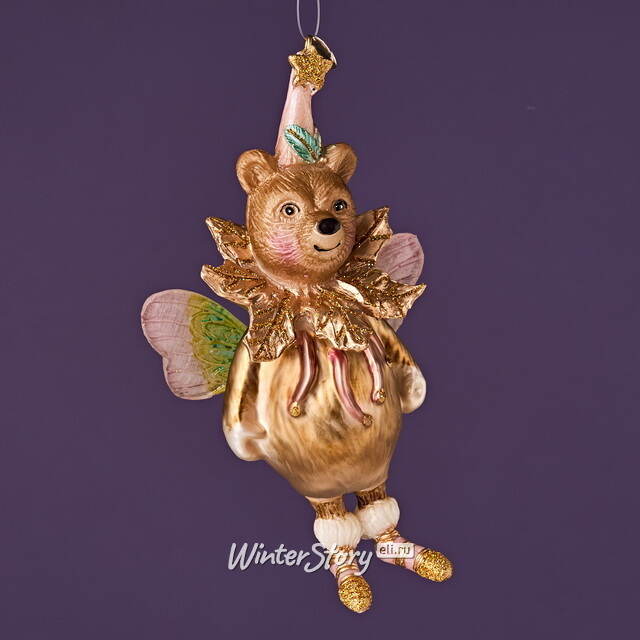 Елочная игрушка Медведица - Фея с крылышками 14 см в подарочной коробке, стекло Winter Deco