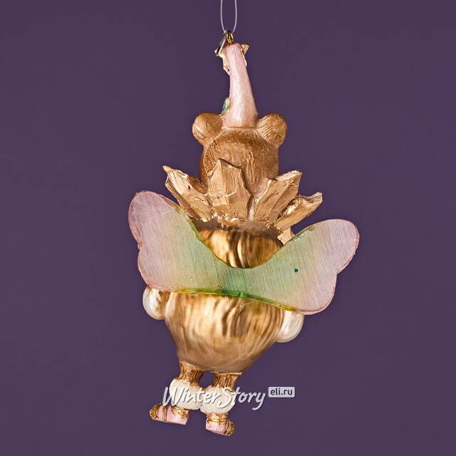 Елочная игрушка Медведица - Фея с крылышками 14 см в подарочной коробке, стекло Winter Deco