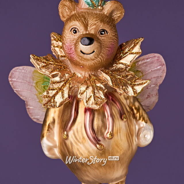 Елочная игрушка Медведица - Фея с крылышками 14 см в подарочной коробке, стекло Winter Deco