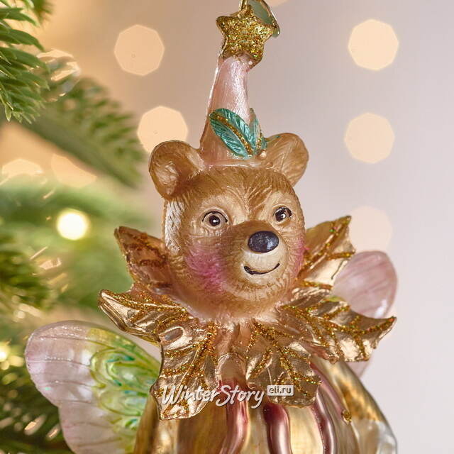 Елочная игрушка Медведица - Фея с крылышками 14 см в подарочной коробке, стекло Winter Deco